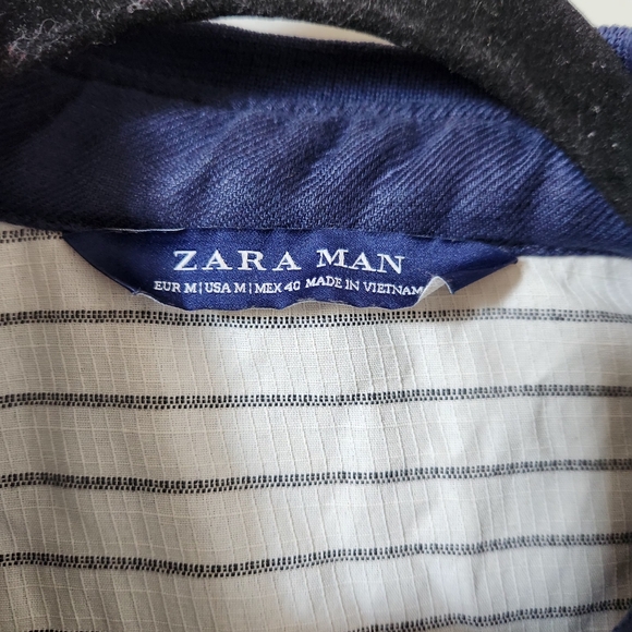 ZARA Blue linen moto jacket Size M - Picture 3 of 10